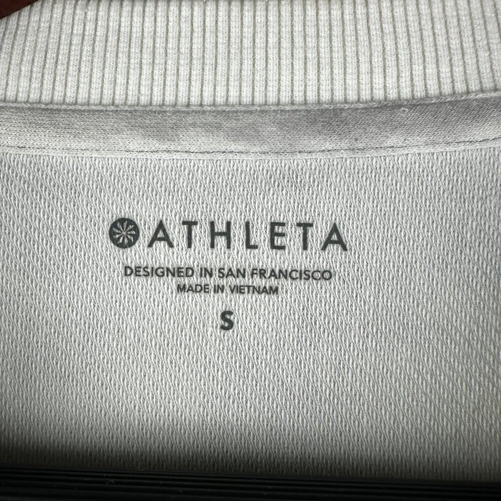 Athleta Farallon Camo Sweatshirt Womens Small Gray White Cotton Pullover Top - Picture 4 of 8